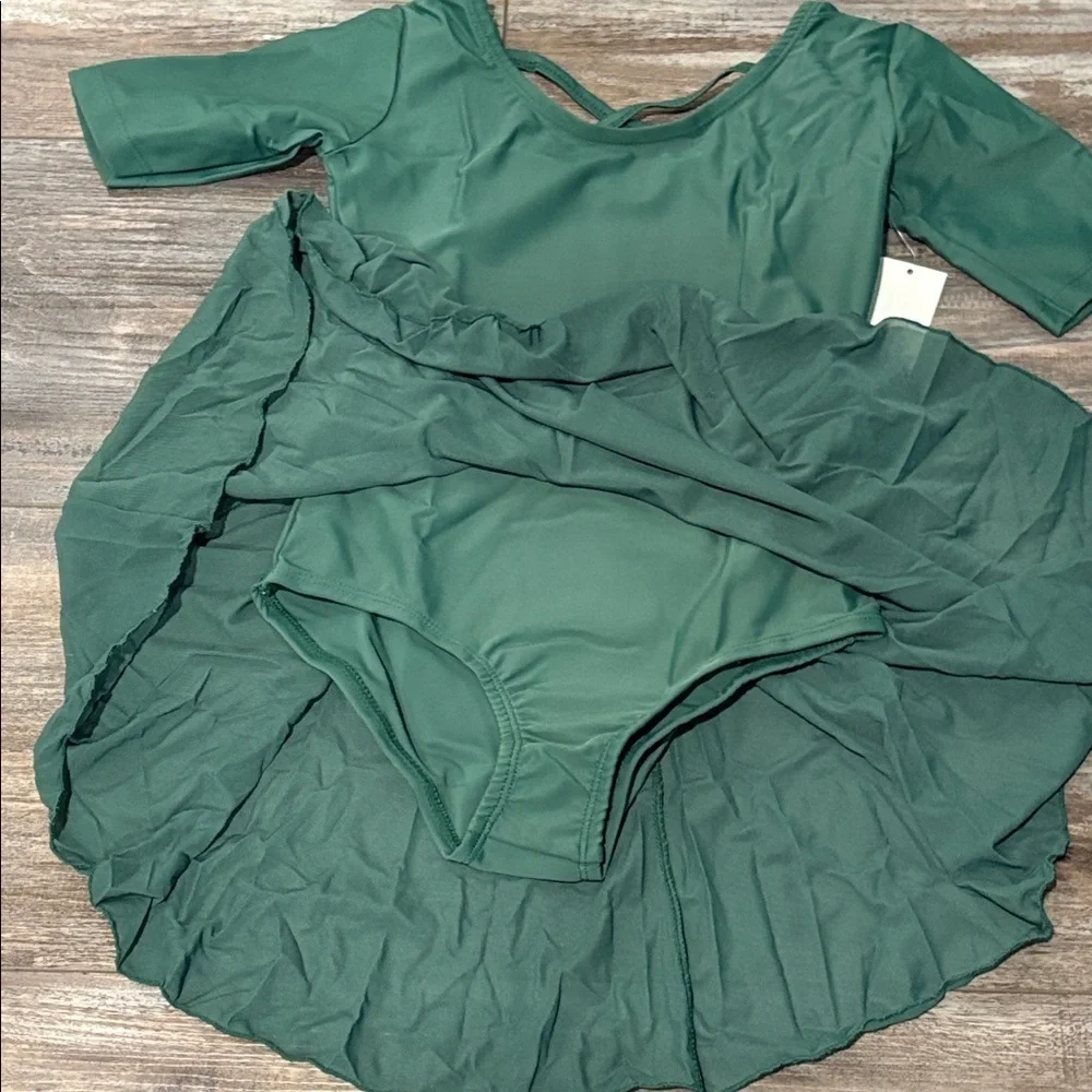 Leveret green skirted leotard child large 10-12 NEW